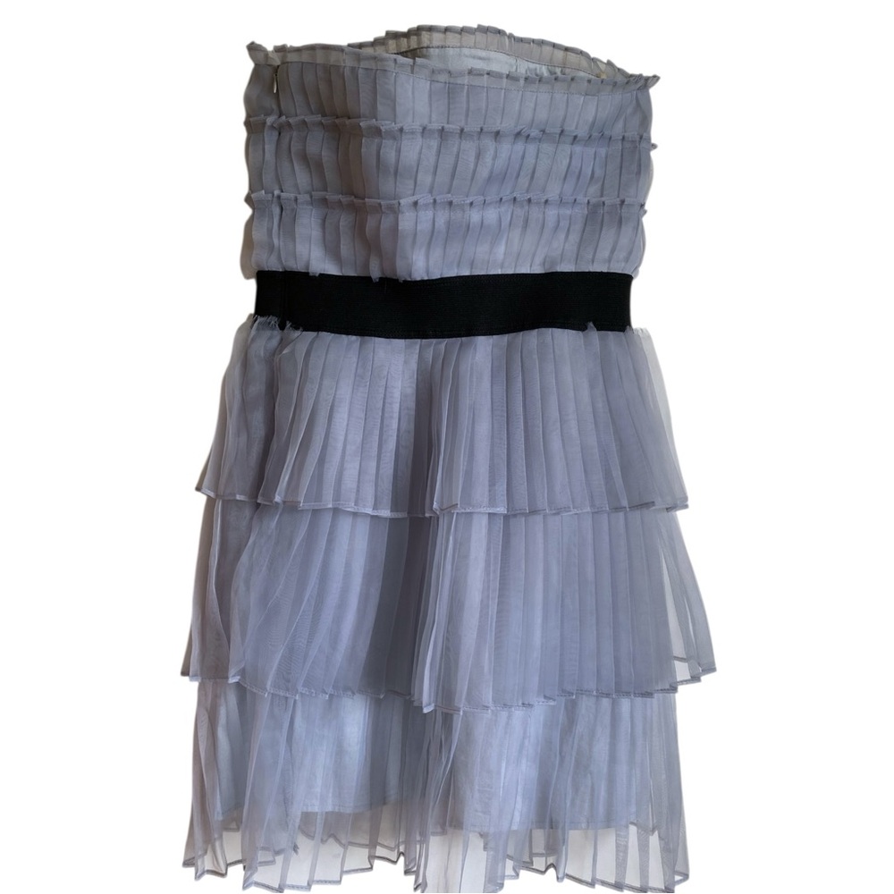 Y2K Rubber Ducky Tiered Chiffon Mini Dress Sheer Overlay Party Dress